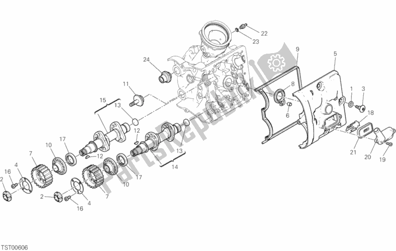 All parts for the Testa Orizzontale - Distribuzione of the Ducati Multistrada 950 SW Thailand 2018
